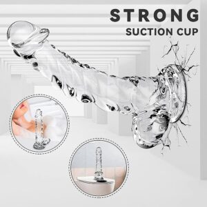 Ribbed Dildo Adventures - 8.2 Inch Clear Sensations with Suction Cup, Curved Shaft, and Hands-Free Enjoyment - Perfect for Beginners, Women, and Gay Exploration