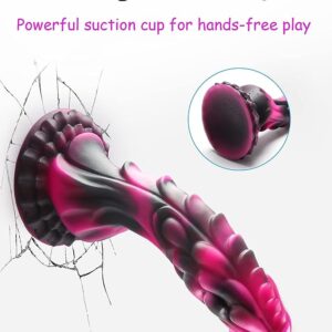 Ribbed Dildo for Beginners - 8.2 Inch Lifelike Silicone Monster Dildo with Powerful Suction Cup, Perfect for Hands-Free G-Spot Stimulation, Ideal for Individuals and Couples