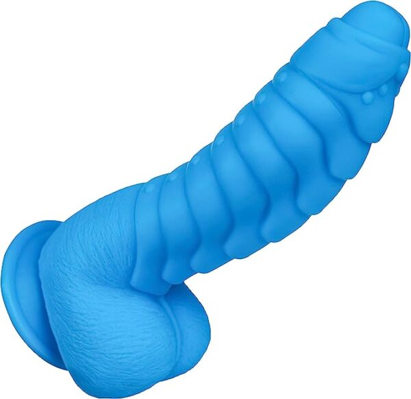 Premium Ribbed Dildo with Safe Soft Silicone Material, Hands-Free Play, and Discreet Packaging